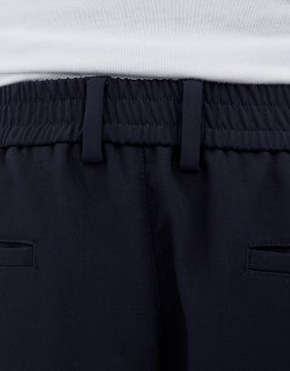 Relaxed Fit Elastic Waist Pants in Navy Detail3