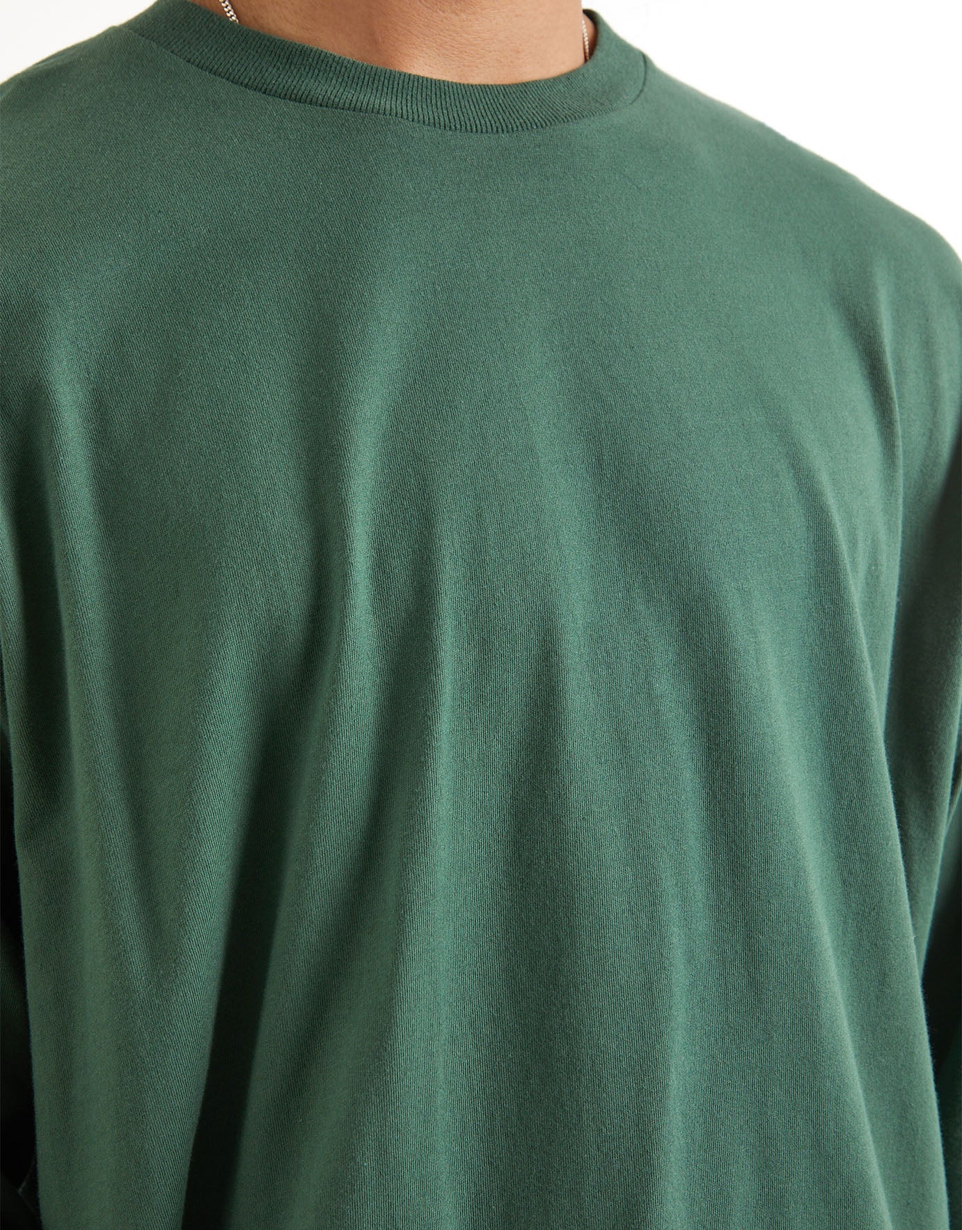 Box Fit Long Sleeve T Shirt in Green 