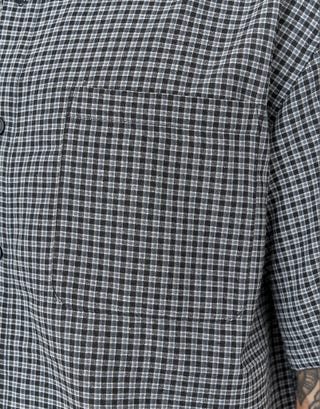 Madison Check Short Sleeve Shirt in Black Detail3