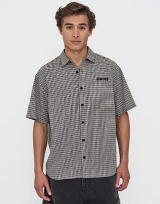 Madison Check Short Sleeve Shirt in Brown Detail2