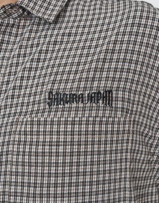 Madison Check Short Sleeve Shirt in Brown Detail3