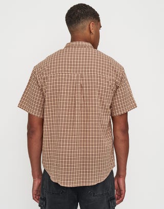 Manhattan Check Short Sleeve Shirt in Peach Back