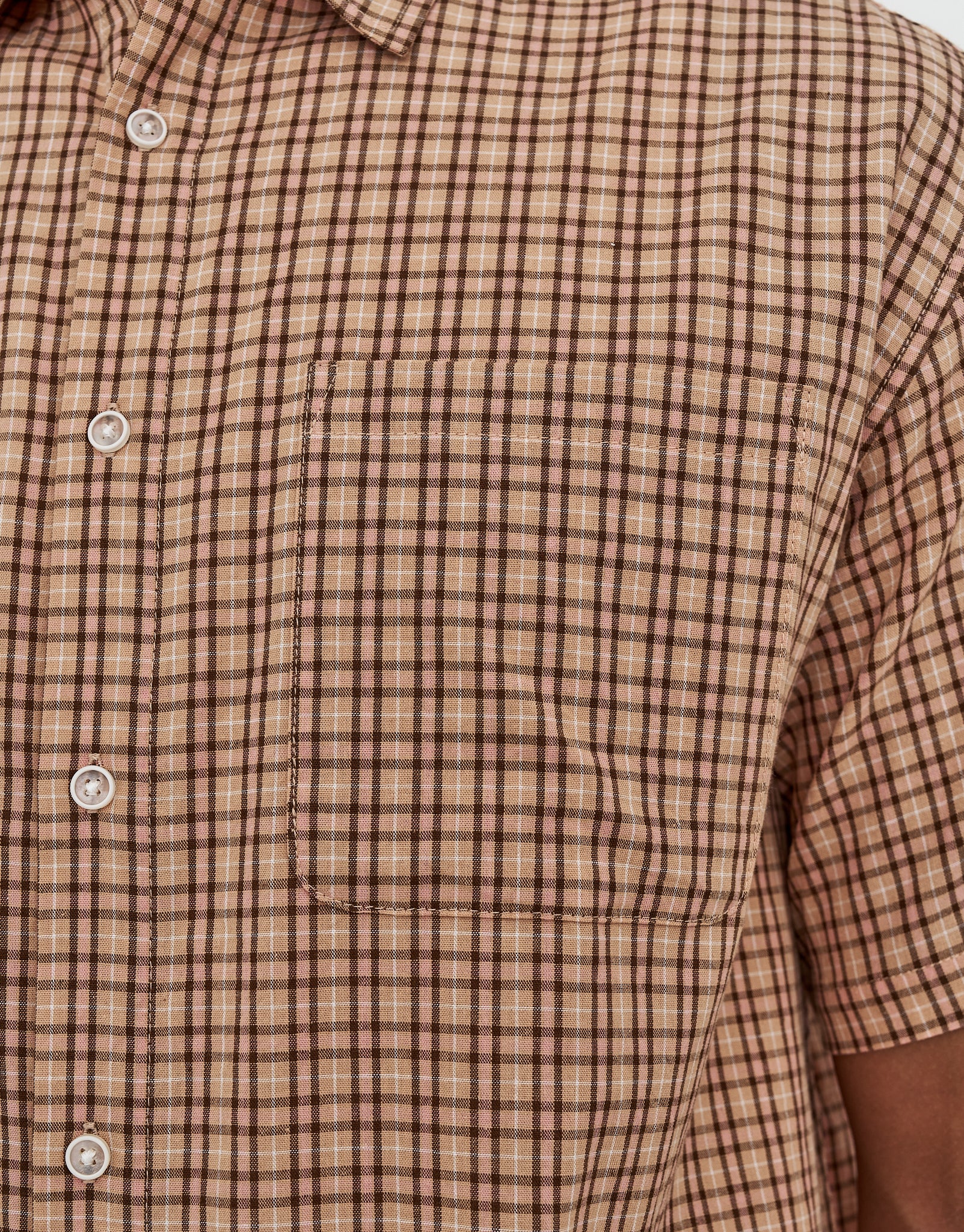 Manhattan Check Short Sleeve Shirt in Peach | Hallensteins AU