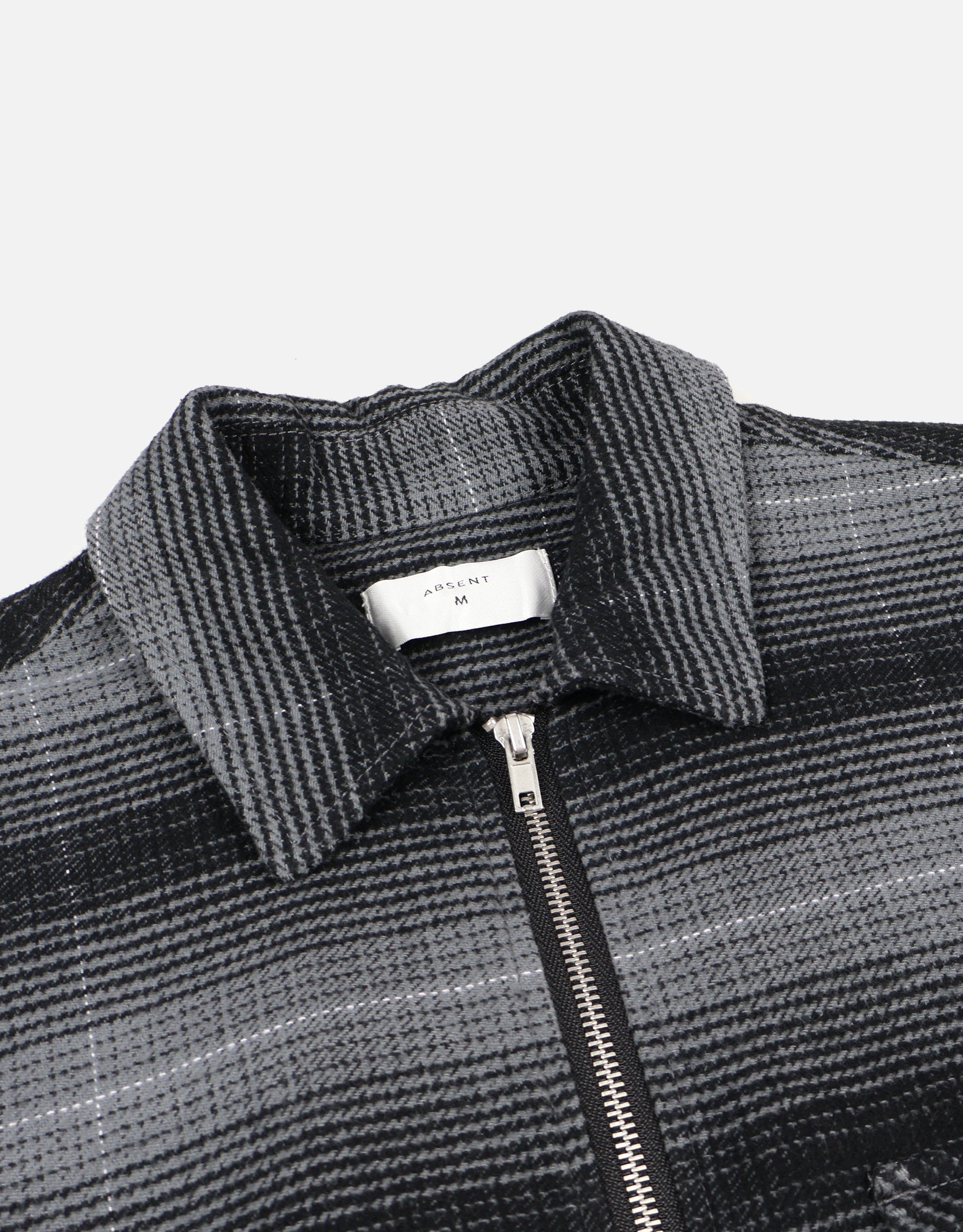 Check Zip Up Long Sleeve Overshirt in Grey Check | Hallensteins NZ