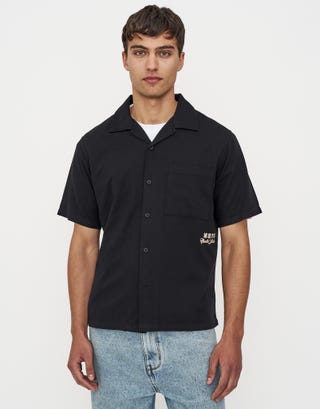 Dragon Embroidred Relaxed Short Sleeve Shirt in Black Back