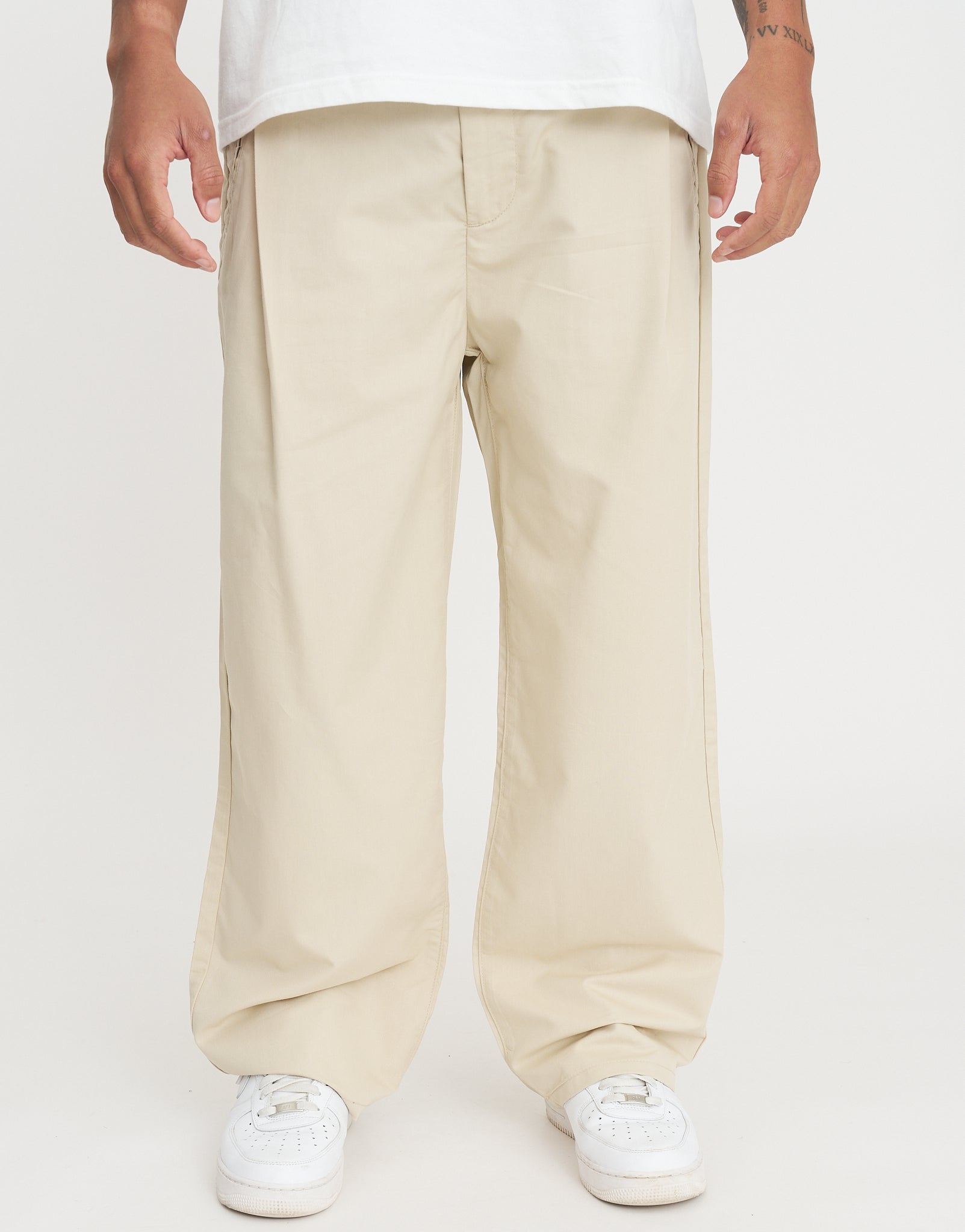 Mercer Baggy Pleated Pants in Stone | Hallensteins NZ