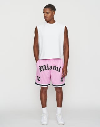 Miami Basketball Shorts in Lotus Pink Full
