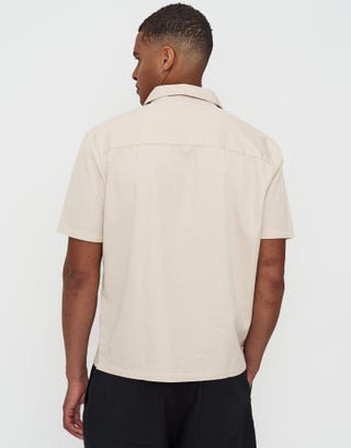 Michigan Auto Short Sleeve Shirt in Off White Back