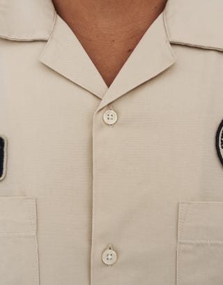 Michigan Auto Short Sleeve Shirt in Off White Detail2