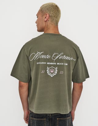 Monte Sereno Cropped Box Fit T Shirt in Cyprus Green Back