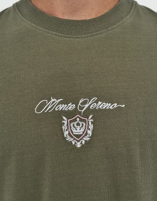 Monte Sereno Cropped Box Fit T Shirt in Cyprus Green Detail