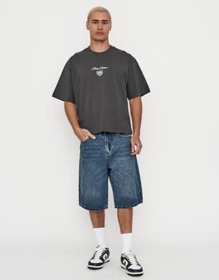 Monte Sereno Cropped Box Fit T Shirt in Pewter Grey Full