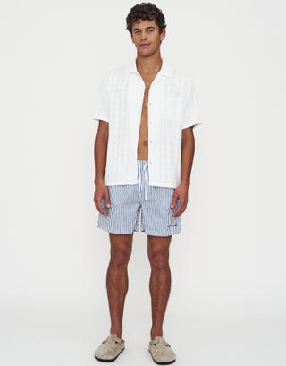 Montpellier Striped Swim Shorts in Blue/white Detail2