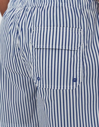 Montpellier Striped Swim Shorts in Blue/white Detail3