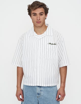 Cropped Montpellier Striped Shirt in Blanc Back