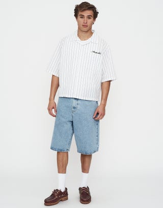 Cropped Montpellier Striped Shirt in Blanc Detail