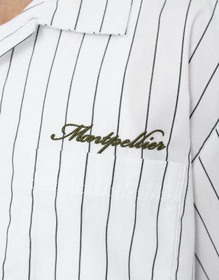 Cropped Montpellier Striped Shirt in Blanc Detail2
