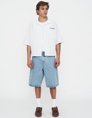 Cropped Montpellier Striped Shirt in Blanc Full