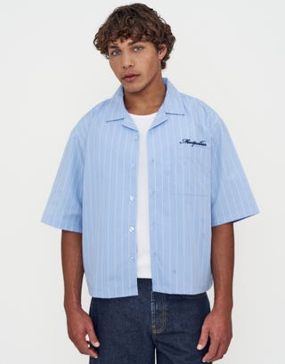 Cropped Montpellier Striped Shirt in Blue Back