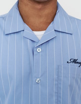 Cropped Montpellier Striped Shirt in Blue Detail2