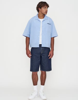 Cropped Montpellier Striped Shirt in Blue Full