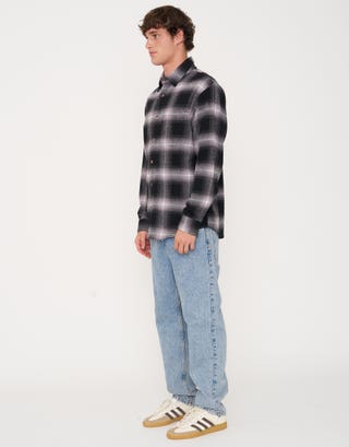 Munro Check Overshirt in Grey Detail2