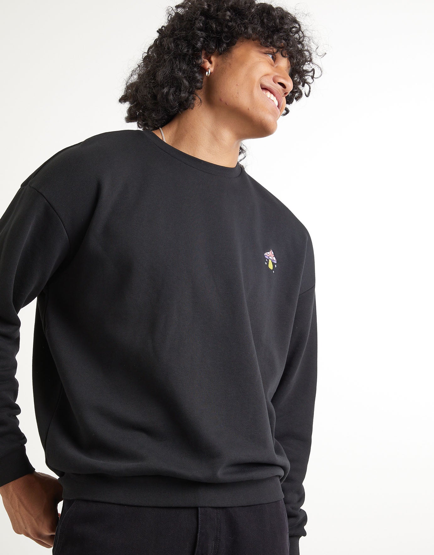 Mushroom Logo Oversized Crew Sweatshirt 