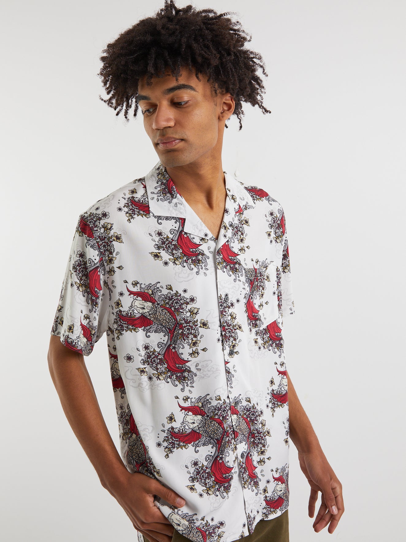 men's shirt with fish pattern