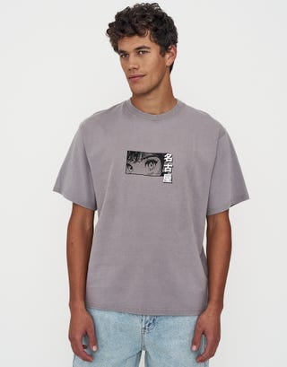 Nagoya Relaxed Fit T Shirt in Ash Grey Back
