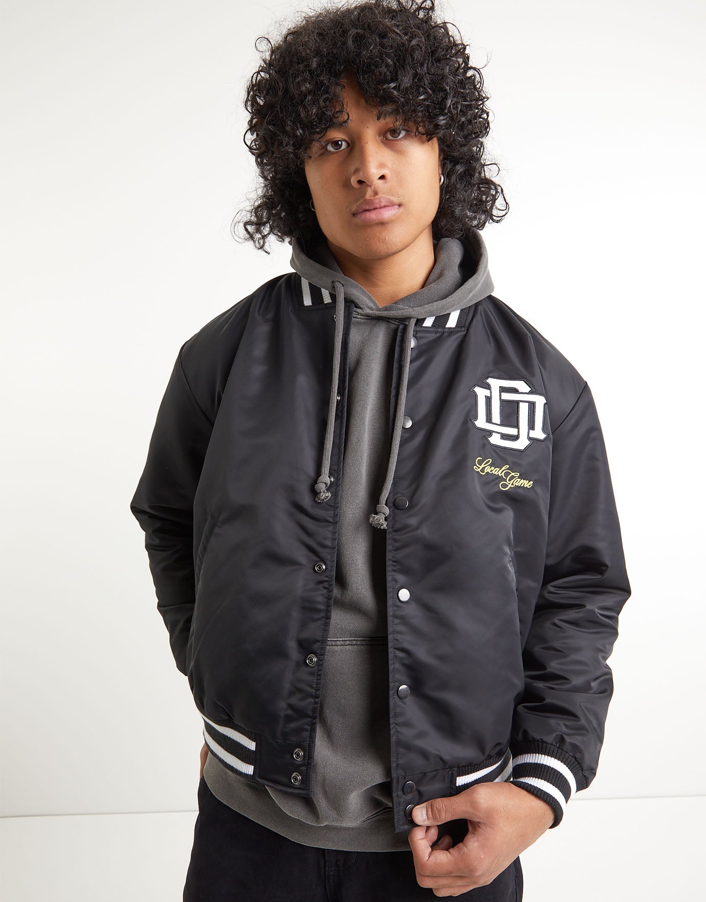 Nebraska Varsity Bomber Jacket in Black 