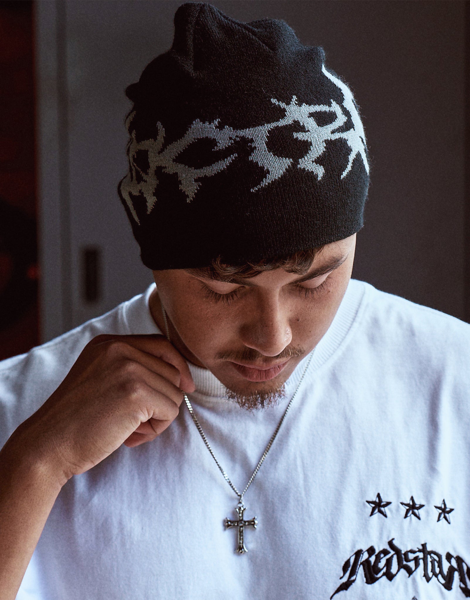 Noctra Skull Beanie in Black | Hallensteins NZ