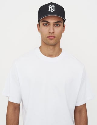 NY Embroidered Cap in Black Full