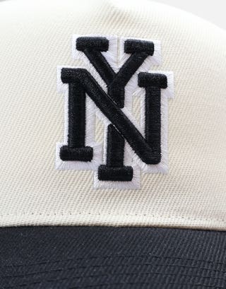 NY Embroidered Cap in Off White Back