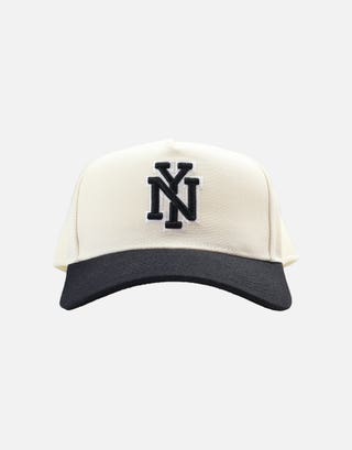 NY Embroidered Cap in Off White Front
