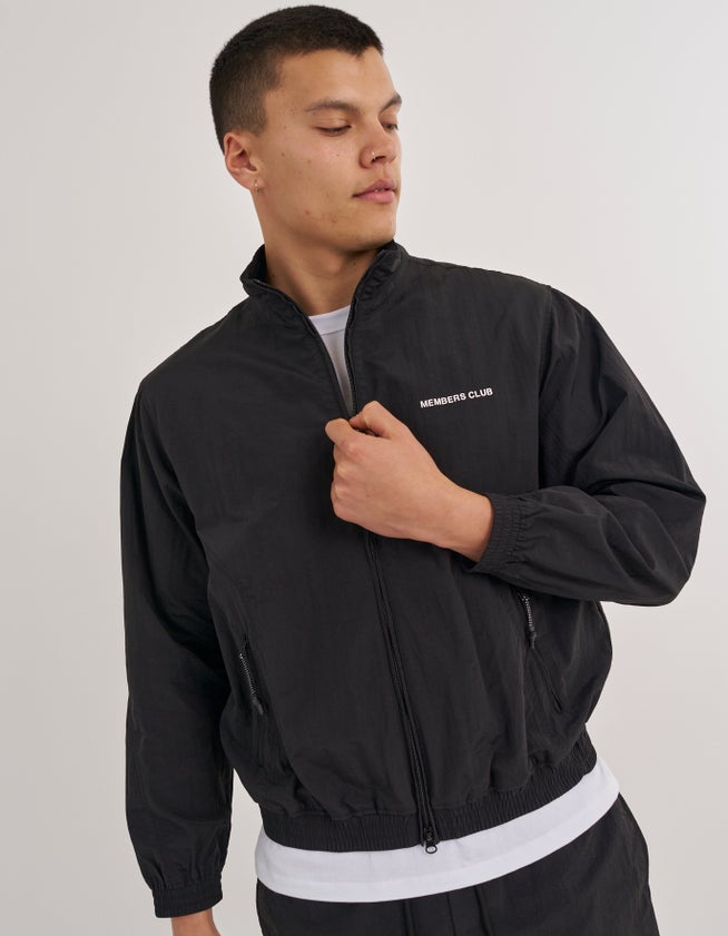 Nylon Members Club Track Jacket in Black Hallensteins NZ