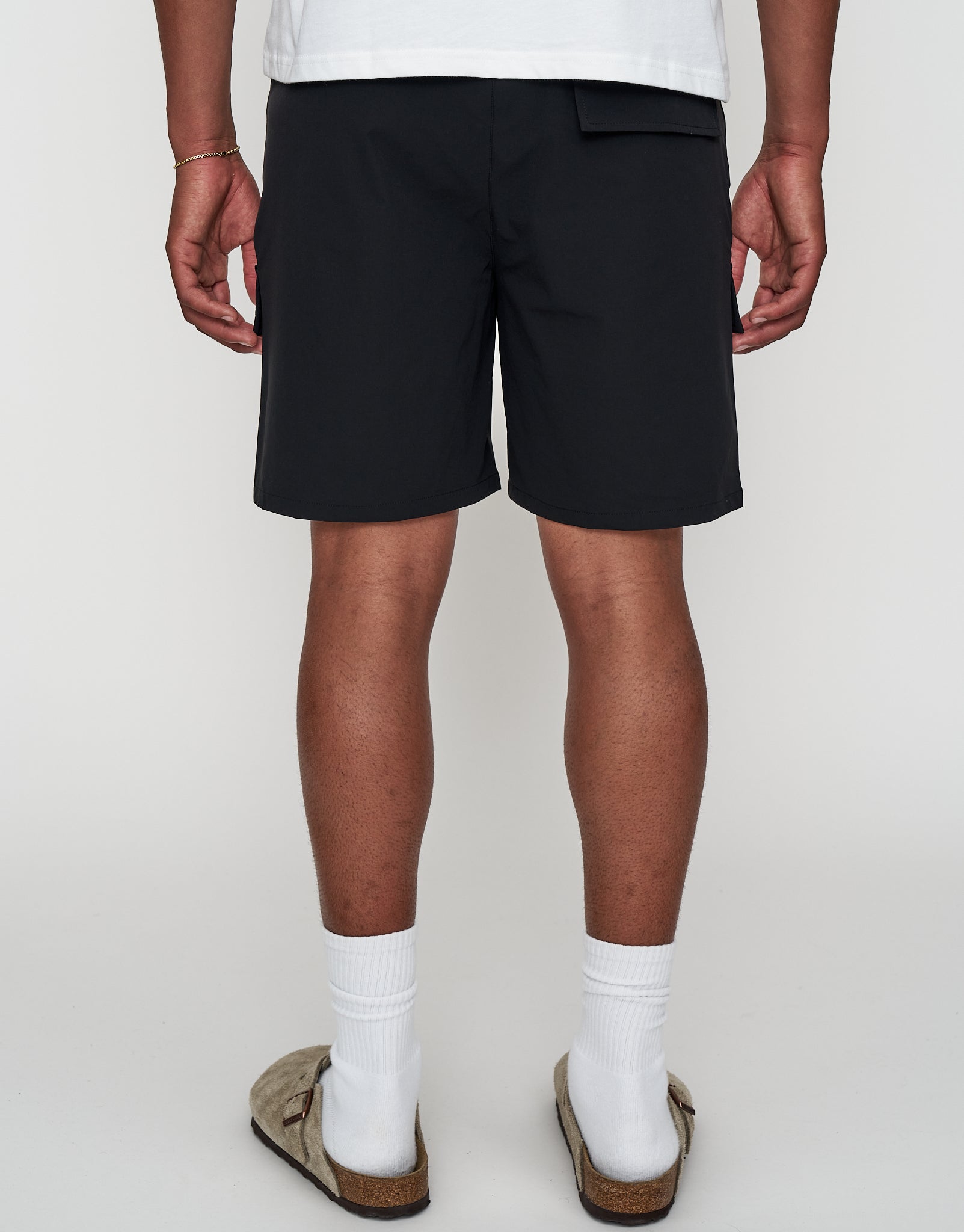 Nylon Zip Cargo Shorts in Black | Hallensteins NZ