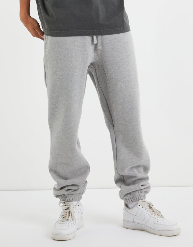 Organic Cotton Track Pants with Elastic Waist in Grey Marl ...