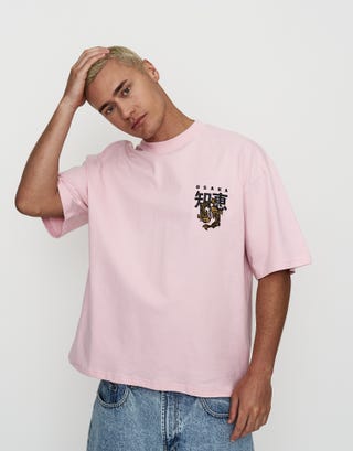 Osaka Box Fit T Shirt in Pink Mist Back