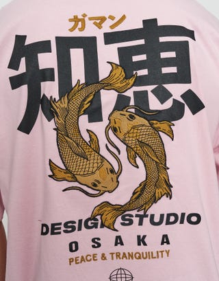 Osaka Box Fit T Shirt in Pink Mist Detail