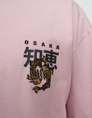Osaka Box Fit T Shirt in Pink Mist Detail2
