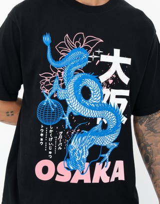 Osaka Relaxed Fit T Shirt in Black Detail