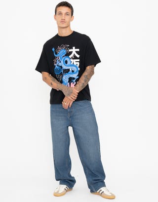 Osaka Relaxed Fit T Shirt in Black Full