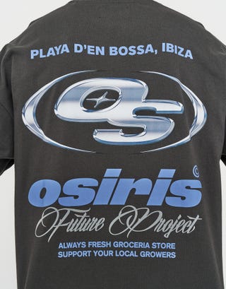 Osiris Box Fit T Shirt in Pewter Grey Detail2