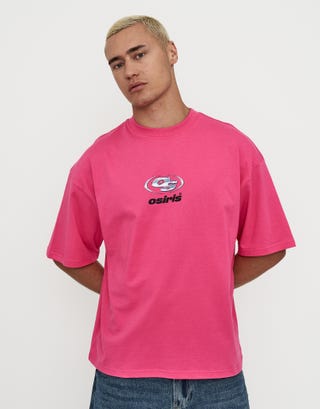 Osiris Box Fit T Shirt in Sunset Pink Back