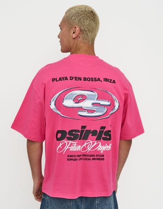 Osiris Box Fit T Shirt in Sunset Pink Front
