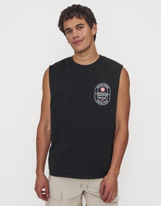 Palma Verde Muscle Singlet in Black Back