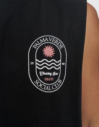 Palma Verde Muscle Singlet in Black Detail
