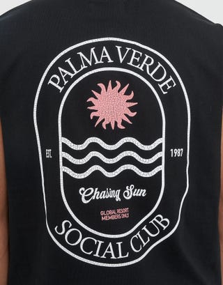 Palma Verde Muscle Singlet in Black Detail2