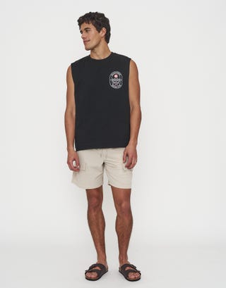 Palma Verde Muscle Singlet in Black Full