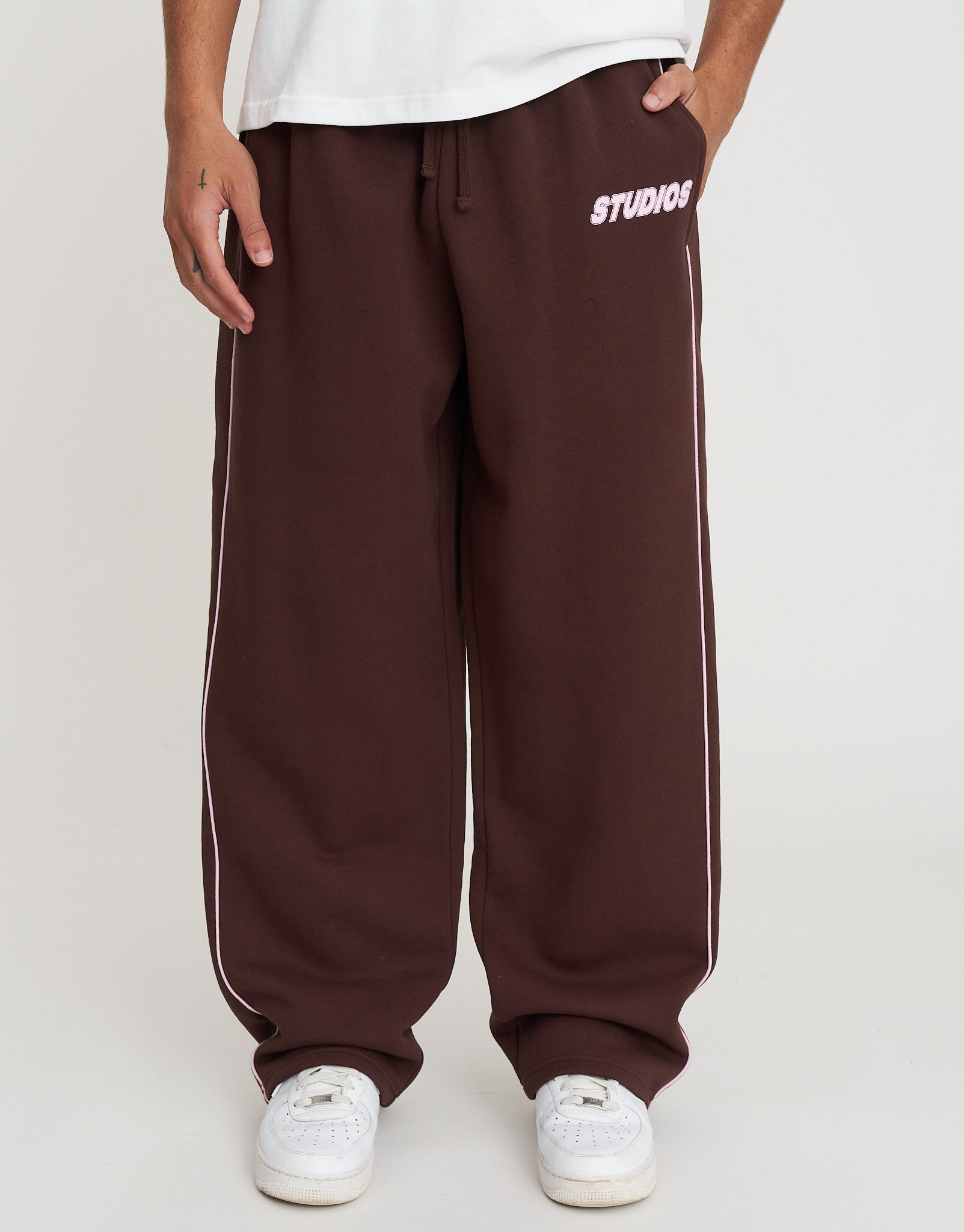 Studios Wide Track Pants in Bitter Brown | Hallensteins NZ